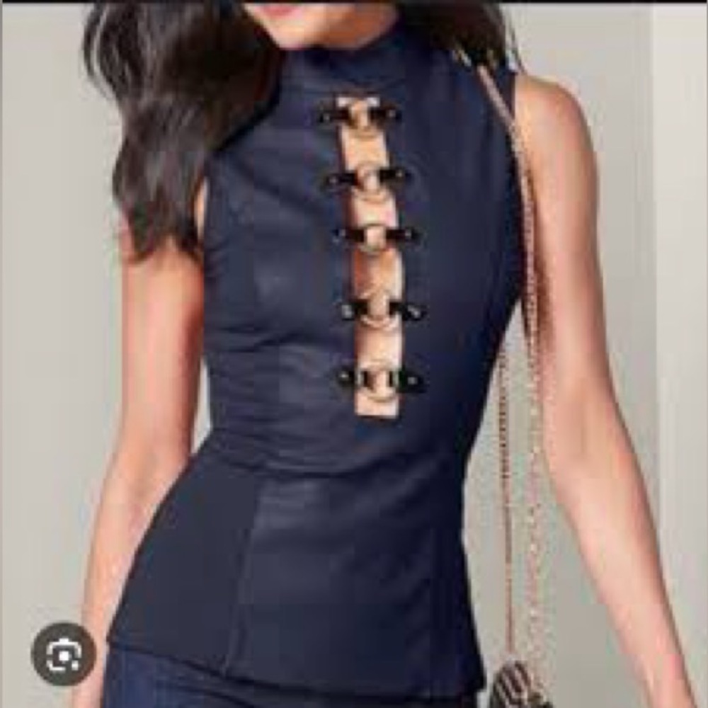 VENUS Midnight Blue Corset with Gold Buckle